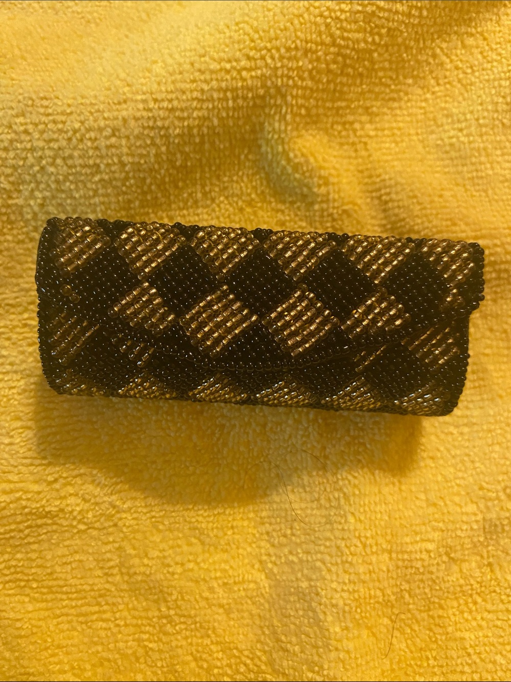 Lancôme Vintage Black and Gold Beaded Lipstick Case